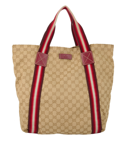 Sherry Line Tote Bag, &pound;230, Handbags, Beige/Red, Canvas, Front view